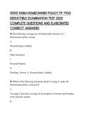 STATE FARM HOMEOWNER POLICY FP 7955 DEDUCTIBLE EXAMINATION TEST 2025 COMPLETE QUESTIONS AND ELABORATED CORRECT ANSWERS