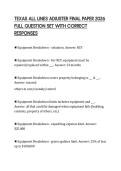 TEXAS ALL LINES ADJUSTER FINAL PAPER 2026 FULL QUESTION SET WITH CORRECT RESPONSES