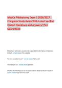 MedCa Phlebotomy Exam 1 2026&sol;2027 &vert; Complete Study Guide With Latest Verified Correct Questions and Answers&sol; Pass Guaranteed  