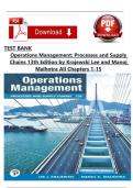 TEST BANK for Operations Management&colon; Processes and Supply Chains 13th Edition by Krajewski Lee and Manoj Malhotra