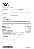 2025 ACTUAL AQA GCSE BUSINESS  8132&sol;1 Paper 1 Influences of operations and HRM on  business activity Question paper &plus; mark scheme     2025 ACTUAL AQA GCSE BUSINESS  8132&sol;1 Paper 1 Influences of operations and HRM on  business activity Question paper &plus; mar