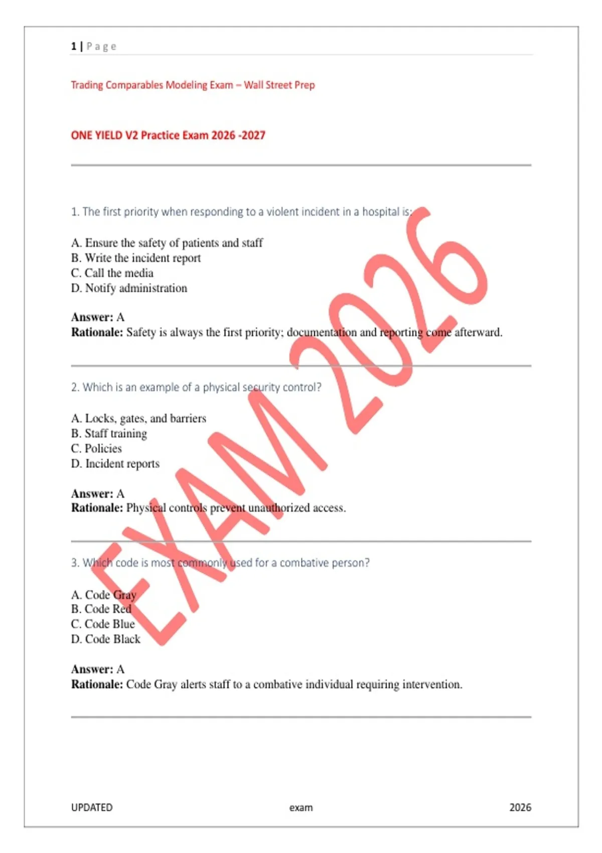 ONE YIELD V2 Practice Exam 2026–2027 | Updated ONE YIELD Version 2 Mock ...