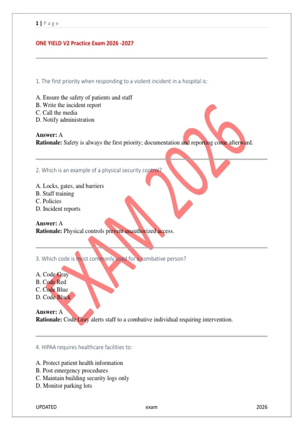 ONE YIELD V2 Practice Exam 2026–2027 | Updated ONE YIELD Version 2 Mock ...
