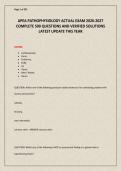 APEA PATHOPHYSIOLOGY ACTUAL EXAM 2026-2027 COMPLETE 500 QUESTIONS AND VERIFIED SOLUTIONS LATEST UPDATE THIS YEAR&period;pdf
