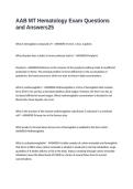 AAB MT Hematology Exam Questions and Answers