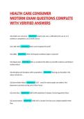 HEALTH CARE CONSUMER MIDTERM EXAM QUESTIONS COMPLETE WITH VERIFIED ANSWERS 2026