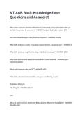 MT AAB Basic Knowledge Exam Questions and Answers