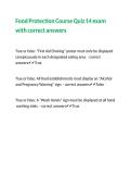 Food Protection Course Quiz 14 exam with correct answers