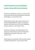 Food Protection Course 2018 QUIZ - Lesson 1 exam with correct answers