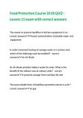Food Protection Course 2018 QUIZ - Lesson 11 exam with correct answers