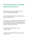 Food Protection Course - Lesson 6 Quiz exam with correct answers
