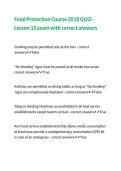 Food Protection Course 2018 QUIZ - Lesson 15 exam with correct answers 