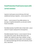 Food Protection Final Course exam with correct answers 