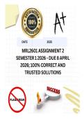 MRL2601 Assignment 2 Semester 1 2026 - DUE 8 April 2026&semi; 100&percnt; CORRECT AND TRUSTED SOLUTIONS