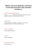 JERSEY COLLEGE MEDSURG 1 RN FINAL EXAM 2026 QUESTIONS AND ANSWERS GRADED A&plus;