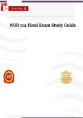 NUR 114 &ndash; Final Exam Study Guide &lpar;Verified Complete Resource&comma; &comma; With Answers & Rationales&rpar;