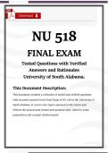 NU 518 &ndash; Final Exam &lpar;Advanced Nursing Course&rpar; &ndash; Verified Complete Exam Pack With Answers & Rationales