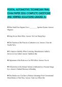 POSTAL AUTOMOTIVE TECHNICIAN FINAL EXAM PAPER 2026 COMPLETE QUESTIONS AND VERIFIED SOLUTIONS GRADED A&plus;