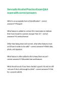Servsafe Alcohol Practice Exam Q&A exam with correct answers