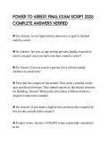 POWER TO ARREST FINAL EXAM SCRIPT 2026 COMPLETE ANSWERS VERIFIED