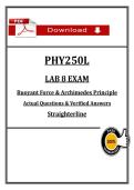 PHY250L Lab 8 Exam &lpar;2026&sol;2027&rpar; &lpar;PDF&rpar; &vert; Buoyant Force & Archimedes Principle &vert; Physics