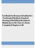 Test Bank For Brunner & Suddarth's Textbook Of Medical-Surgical Nursing 16th Edition By Janice L&period; Hinkle&comma; Kerry H&period; Cheever&comma; Kristen Overbaugh&comma; Carolyn E Bradley All Chapters &vert;&vert; Complete A&plus; Guide