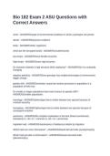 Bio 182 Exam 2 ASU Questions with Correct Answers