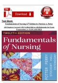 TEST BANK for Fundamentals of Nursing 12th Edition by Patricia A&period; Potter&comma; Anne Griffin Perry&comma; Patricia Stocker &vert; All 50 Chapters Covered &vert; 2026 &vert; Complete Questions and Verified Answers&vert; RATED A&plus;