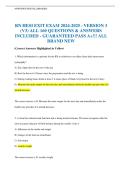 RN HESI EXIT EXAM  - VERSION 3  &lpar;V3&rpar; ALL 160 QUESTIONS & ANSWERS  INCLUDED - GUARANTEED PASS A&plus;&excl;&excl;&excl; ALL  BRAND NEW 