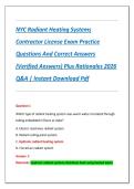 NYC Radiant Heating Systems  Contractor License Exam Practice  Questions And Correct Answers  &lpar;Verified Answers&rpar; Plus Rationales 2026  Q&A &vert; Instant Download Pdf