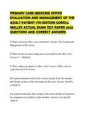 PRIMARY CARE MEDICINE OFFICE EVALUATION AND MANAGEMENT OF THE ADULT PATIENT 7TH EDITION GOROLL MULLEY ACTUAL EXAM TEST PAPER 2026 QUESTIONS AND CORRECT ANSWERS