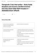 Therapeutic Crisis Intervention - Study Guide Questions and Answers &lpar;Verified Answers&rpar; &vert;&vert;ACTUAL EXAM 2026 TEST&excl;&excl; Graded A&plus; &vert; 2025&vert;2026 EXAM UPDATE