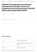 ONS&sol;ONCC Chemotherapy Immunotherapy Certificate EXAM Questions and Answers &lpar;Verified Answers&rpar; Most Recent exam COMPLETE &lpar;2026&rpar; &lpar;Latest Update 2026&rpar; UPDATE&excl;&excl;