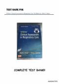 TEST BANK FOR WILKINS' CLINICAL ASSESSMENT IN RESPIRATORY CARE&comma; 7TH EDITION BY ALBERT J&period; HEUER &vert; ISBN&colon;NO 9780323277235 &vert; &lpar;All chapters included 1-20 &vert; Full test bank&comma; 100&percnt; Verified Answers&rpar;&vert; Rationales &vert; LATEST GUIDE A&plus;