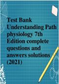 Test Bank Understanding Path physiology 7th Edition complete questions and answers solutions &lpar;2021&rpar;