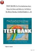 TEST BANK For Psychopharmacology Drugs the Brain and Behavior 3rd Edition By Meyer Nursing&comma; Verified Chapters 1 &ndash; 20 2025&sol;2026
