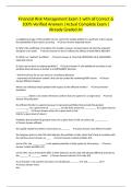 Financial Risk Management Exam 1 with all Correct & 100&percnt; Verified Answers &vert;Actual Complete Exam &vert;Already Graded A&plus;