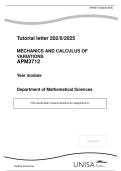 Mechanics and Calculus of Variations APM3712 &ndash; University of South Africa &lpar;UNISA&rpar; 2025 &vert; Complete Assignment Memos and Exam Preparation Pack
