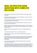 GEOL 105 PRACTICE EXAM QUESTIONS WITH COMPLETE SOLUTIONS 