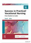 Test Bank for Success in Practical&sol;Vocational Nursing&colon; From Student to Leader 10th Edition by Patricia Knecht &ndash; Updated 2025&sol;2026 Complete PN&sol;LPN Exam Preparation Resource