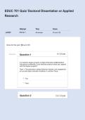 EDUC 701 Quiz&sol; Doctoral Dissertation or Applied Research&sol;100&percnt;Verified&sol; Latest Updated
