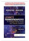 Test Bank For Lehne&rsquo;s Pharmacotherapeutics For Advanced Practice Nursing Attendants And Physician Assistants 3rd Edition Rosenthal&vert; All Chapters 1-94