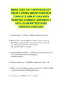 NURS 3366 PATHOPHYSIOLOGY  EXAM 2 STUDY GUIDE 2026&sol;2027  COMPLETE QUESTIONS WITH  VERIFIED CORRECT ANSWERS &vert;&vert;  100&percnt; GUARANTEED PASS  <NEWEST VERSION> 