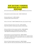 NUR 160 EXAM 1 Hondros QUESTIONS WITH CORRECT RESPONSE