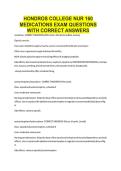 Hondros College Nur 160 Medications EXAM QUESTIONS WITH CORRECT ANSWERS