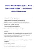 FLORIDA 4-HOUR TRAFFIC SCHOOL Actual PRACTICE FINAL EXAM &ndash; Comprehensive Review & Verified Guide
