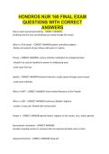 Hondros NUR 160 FINAL EXAM QUESTIONS WITH CORRECT ANSWERS