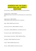 Hondros NUR 160 Exam 1 QUESTIONS AND CORRECT RESPONSE