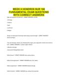 week 6 Hondros Nur 160 Fundamental EXAM QUESTIONS WITH CORRECT ANSWERS