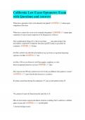 California Law Exam Optometry Exam with Questions and Answers